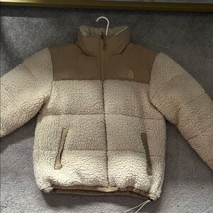 The North Face Tan and Cream Fleece Jacket